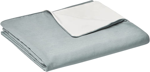 Cooling Bamboo & Cozy Velvet Dual-Sided Duvet for Weighted Blankets (80''x87'') - Blue Grey Print