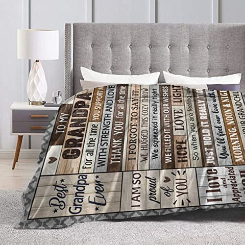 Grandpa Gift Blanket, Mothers Day Blanket for Grandpa, Blanket for Grandpa, Grandpa Gifts from Granddaughter Grandson Blanket 60" x 50" -Grandpa Birthday
