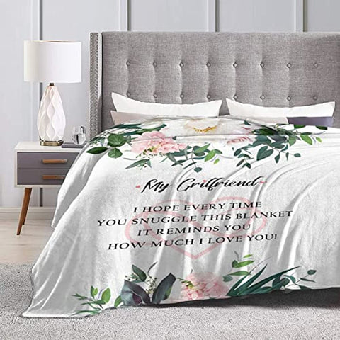 To My Girlfriend Blanket from Boyfriend Girlfriend Birthday Gifts I Love You Gifts for Her Romantic Anniversary Christmas Valentines Gift Soft Throw Blanket for Bed Sofa Couch 60x50in