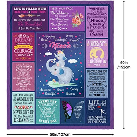 Niece Gifts from Auntie, Niece Blanket 60"x50", Niece Birthday Gifts from Aunt, Graduation Gifts for Niece from Uncle, Grown Niece Gift Ideas for Graduation Christmas, to My Niece Throw Blankets