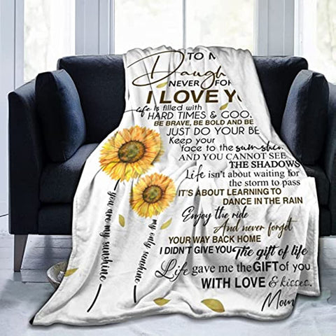 Fleece Blanket to My Daughter Printed Quilts Mom for Daughter's Blanket Positive Encourage and Love mom Flannel Blanket Gifts (40 * 50 inch,10)