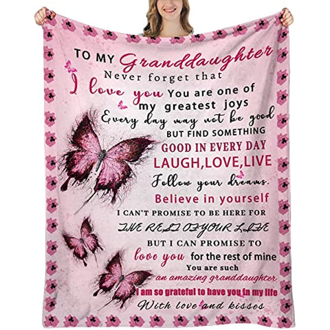 Granddaughter Gifts from Grandma, Gifts for Granddaughter Birthday Gifts, Graduation Gifts for Granddaughter, Granddaughter Throw Blanket 60"x50"