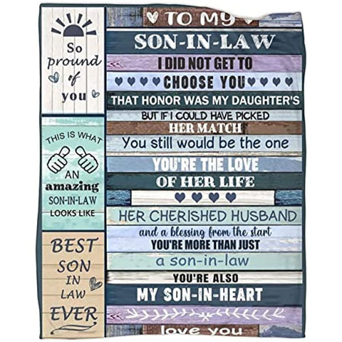 to My Son in Law Blanket from Father Mother in Law Gifts Ideas for Son-in-Law Throws Blankets 50*60 in