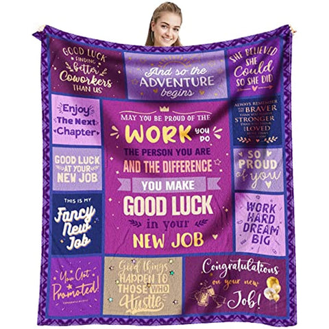 New Job Gift for Women, Congratulation Mothers Day Promotion Gifts for Women, Gift for Coworker Leaving for New Job, Job Promotion Gifts Throw Blanket 60 x 50 Inch