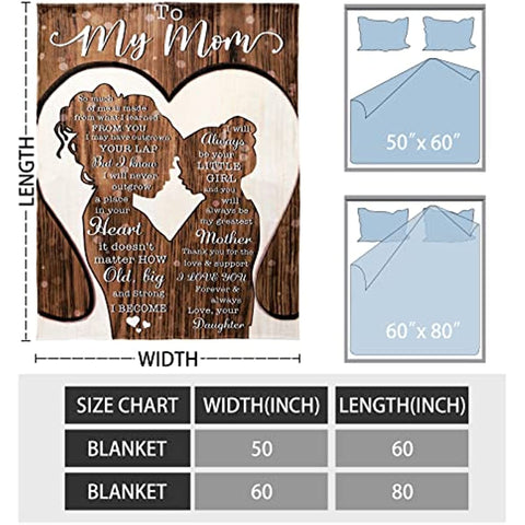 to My Mom Blanket Mother's Day Birthday Gifts for Mom from Daughter, Women's Day Gifts for her Anniversary Mom Gifts, I Love You Mom Gift Ideas Super Soft Throw Blankets from Daughter, 80''x60'' inch