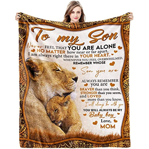 Son Gifts from Mom Blanket Gifts for Son from Mom Son Blanket from Mom to My Son Blanket from Mom Birthday Valentines Day Graduation for Son Him Boy Throw Bed Blanket 50" X 40"