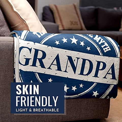 Gifts for Grandpa, Throw Blanket for Grandfather, Presents from Granddaughters Grandsons for Christmas, Birthday, Father's Day - 50" x 65" The Man Myth Legend