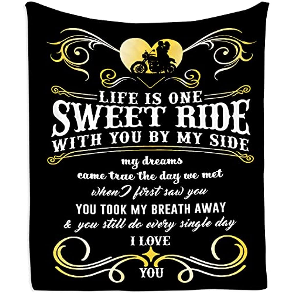 Gifts for Motorcycle Lovers - Birthday Gifts for Men/Women - to My Husband/Wife Blanket 60"x50" - Romantic Gifts for Him/Her - Anniversary Birthday Gift Ideas for Couples Sweet Ride Motorcycle