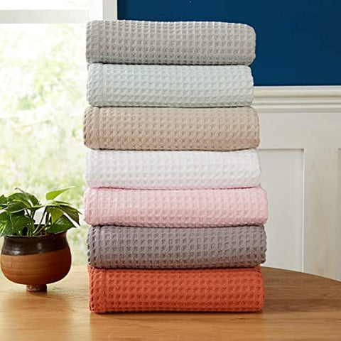 100% Cotton Waffle Weave Bed Blanket Soft, Breathable, and Lightweight Blanket for All-Season | Perfect for Layering | Brielle Collection (King, ICY Blue)