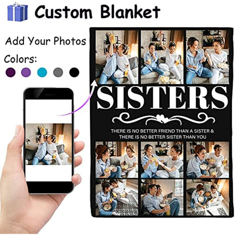 Personalized Blanket for Sister - Sister Birthday Gifts for Sister, Sister Gifts from Sister Brother, Sister Birthday Gifts from Sister, Best Sister Gifts for Women, Custom Blanket
