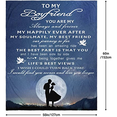 Boyfriend Gifts from Girlfriend, Valentines Gifts for Him Boyfriend, Anniversary Birthday Gifts for Boyfriend, to My Boyfriend Blanket Throw 60"x50"