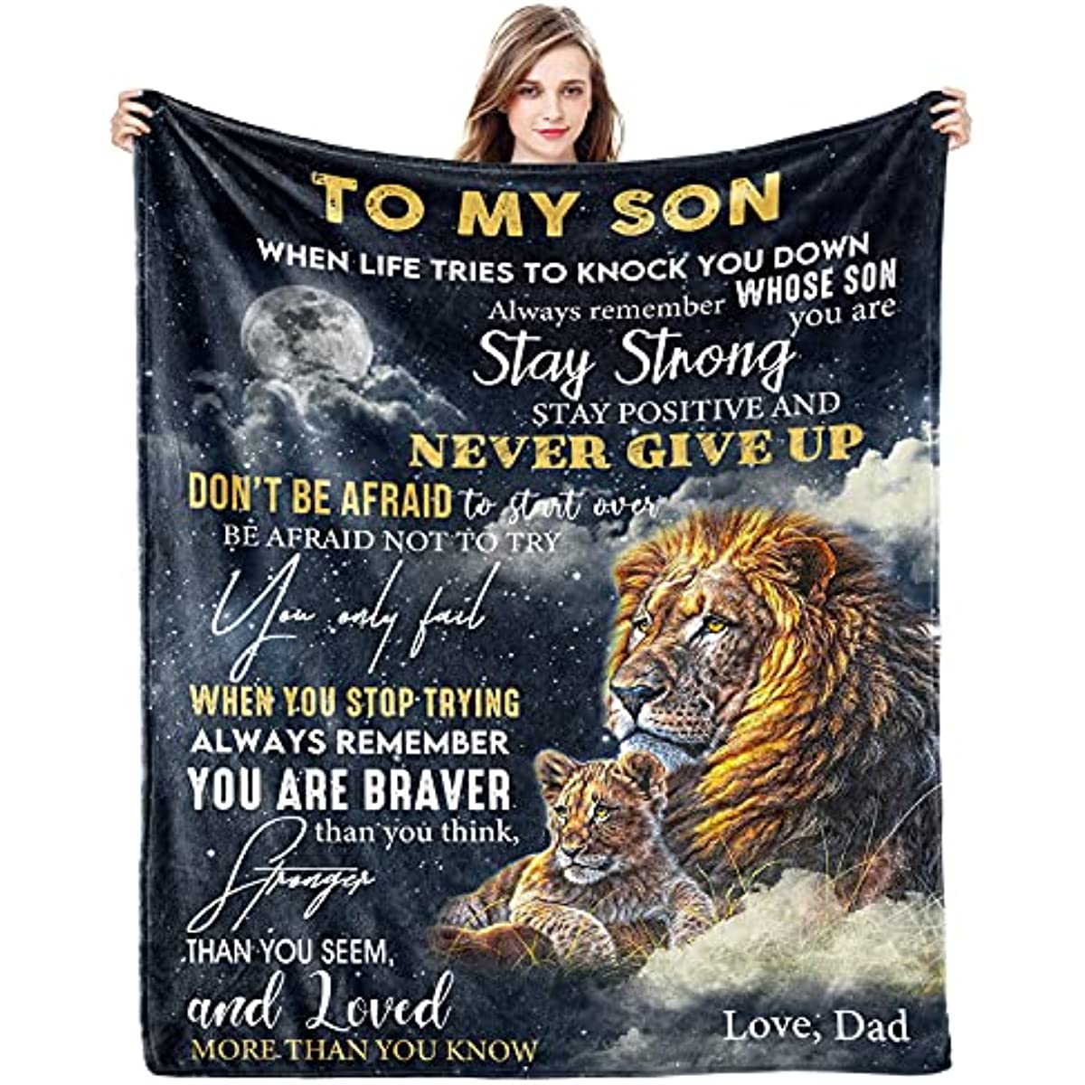 Son Gifts from Dad Blanket Gifts for Son from Dad Son Blanket from Dad to My Son Blanket from Dad Birthday Valentines Day Graduation for Son Him Boy Throw Bed Blanket 60" X 50"