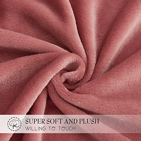 Pink Velvet Blanket Throw Size All Season Fuzzy Fleece Microfiber Throws Lightweight Blankets for Couch Bed Gift Ideals for Birthday Christmas, Dusty Pink, W50 x L60 inch