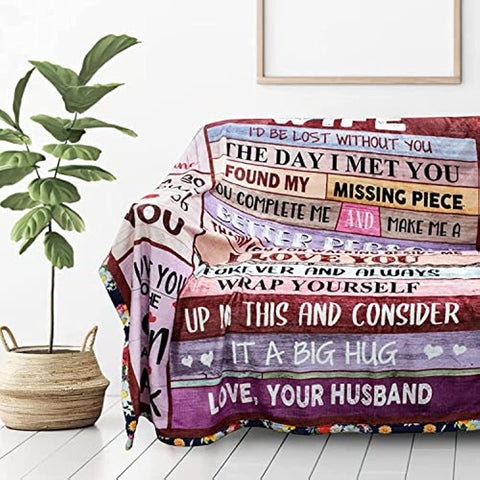 Blanket Gifts for Wife Romantic Anniversary Birthday Gifts for Wife Her I Love You Fleece Throws Blankets Presents for Wife from Husband to My Wife Warm Gifts for Christmas Valentine's Mother's Day