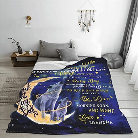 Birthday Gifts for Grandson Blanket from Grandma Summer Quilt Flannel Soft Bed Blanket for Grandson 50X60in