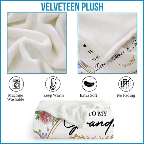 Grandma Gifts, Blankets for Grandma, Gifts for Grandma Mom Form Granddaughter Grandkids Grandson Grandchildren, Grandma Gifts for Birthday Christmas New Year Blanket Throw