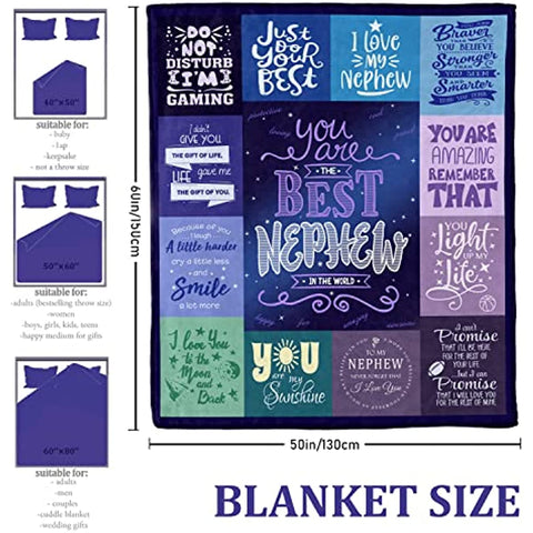 Gifts for Nephew Blanket 50"x60", Nephew Gifts, Birthday Gifts for Nephew, Nephew Gifts from Auntie, Nephew Graduation Gift, Ultra-Soft Flannel Throw Blanket for Nephew