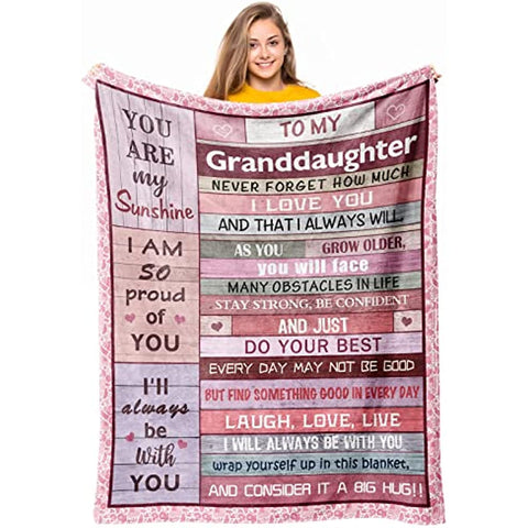 Granddaughter Gifts from Grandma Grandpa, Gifts for Granddaughter, Granddaughter Gift Ideas, to My Granddaughter Christmas Graduation Birthday Valentine’s Day Gift Throw Blanket 60" x 50"