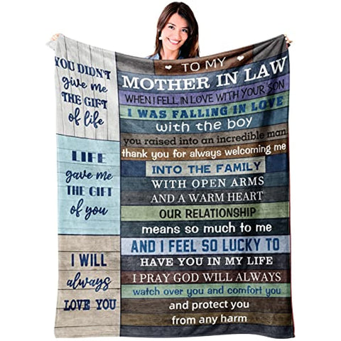 Mother in Law Gifts from Daughter in Law, Throw Blanket Gifts for Mother in Law Gift for Birthday Christmas Mother’s Day, Flannel Fleece Soft Warm Cozy Blankets for Bed Sofa 60”x50”