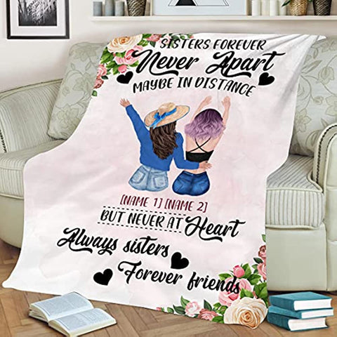 to My Bestie Best Friend Blanktet Besties, Women, Girls Personalized Name Best Friend Throw Blanket with Hairstyles for BFF, Special Friends Birthday Gifts Blanket