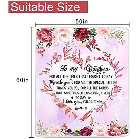 Grandma Blanket, Grandma Gifts Cozy & Soft Throw Blanket from Grandkids, Nana Gifts from Granddaughter, Grandma Birthday Gifts from Grandchildren, for Grandma, 50" x 60"