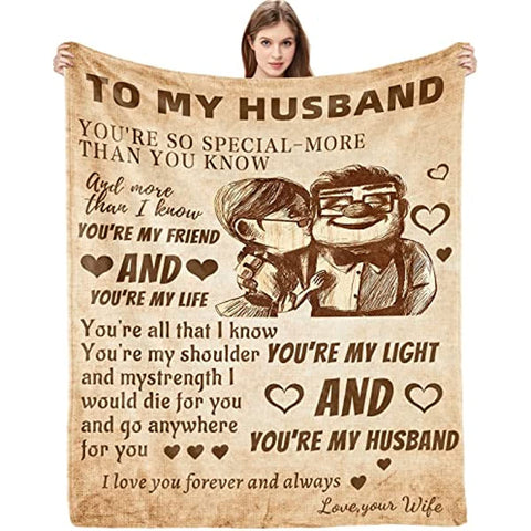 Gifts for Husband Blanket from Wife I Love You Wedding Anniversary Birthday Christmas Valentine's Father's Day Blankets Romantic Present Gift for Him (60x50inch)