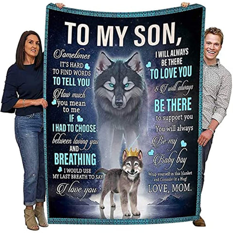 Son Gifts Blanket,to My Son Personalized Blanket from Mom, Birthday Gifts for Son from Mom, Son Graduation Gifts from Mom for Him(B-50 * 60in)