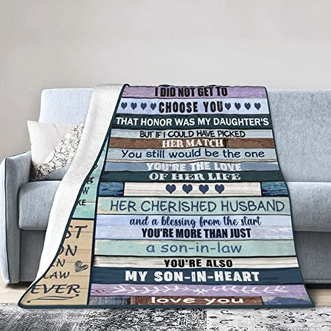 to My Son in Law Blanket from Father Mother in Law Gifts Ideas for Son-in-Law Throws Blankets 50*60 in