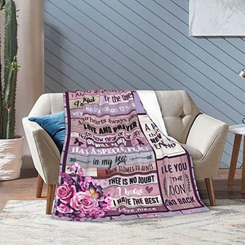 Auntie Gifts from Niece, Aunt Birthday Throw Blanket Gifts Soft Fleece Mother's Day Blankets for Travel Beach 50" x 60"