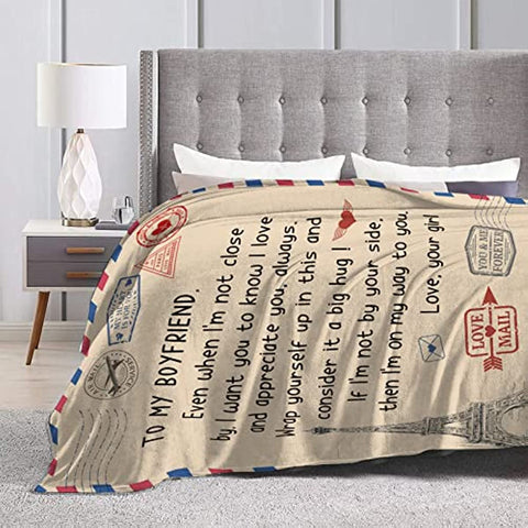 To My Boyfriend Throw Blanket Boyfriend Gifts from Girlfriend Romantic Gifts for Him Birthday Valentines Gift for Travel Sofa Couch Bed 50"x60"