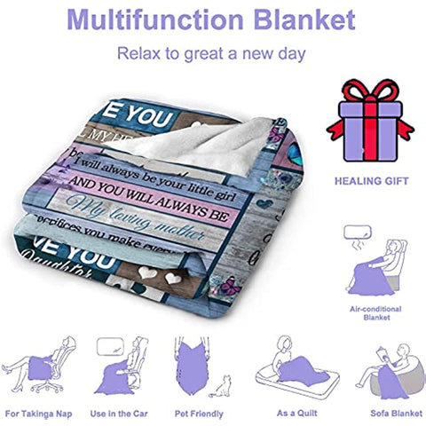 to My Mom Blanket Gift from Daughter Son 60x50 Inches | I Love You Mom Inspirational Letter Printed on Throw Blankets | Gifts for Her Birthday Anniversary Mothers Day Thanksgiving Christmas