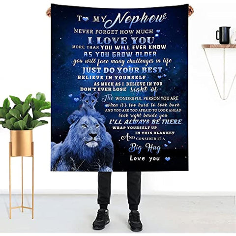 to My Nephew Blanket, Nephew Gifts from Uncle or Aunt, Nephew Gift Ideas for Birthday Christmas Graduation, Gifts for Nephew Flannel Throw Blanket 60"x50"
