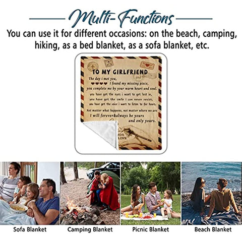 Gifts for Girlfriend to My Girlfriend Blanket Romantic Gifts for Her I Love You Throw Blankets Birthday Anniversary Cute Presents from Boyfriend Soft Blankets for Bed Sofa 50"x60"
