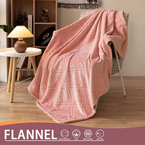Throw Blanket Super Soft Cozy Lightweight Flannel Fleece Blankets for Bed, Sofa, Couch, Living Room All Seasons - Pink, 50x60in