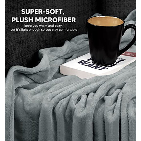 Bedding Fleece Blanket Queen Size Cool Grey Lightweight Fuzzy Soft Anti-Static Microfiber Bed Blanket (90x90 Inches)