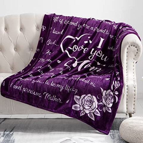 Birthday Gifts for Mom from Daughter Son, I Love You Mom Gifts Throw Blanket, Mother of The Bride Gifts, Anniversary Best Unique Gifts Idea for Mommy Her Women Wife on Mothers Day 50x60 inch