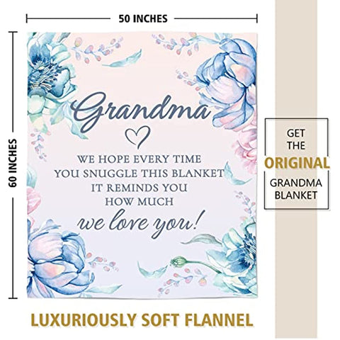 Blanket Gifts for Grandma, Grandma Birthday Gifts, Mother‘s Day Gifts for Grandma from Granddaughter Grandchildren, We Love You Cozy Throw Blankets Present 50" x 60"