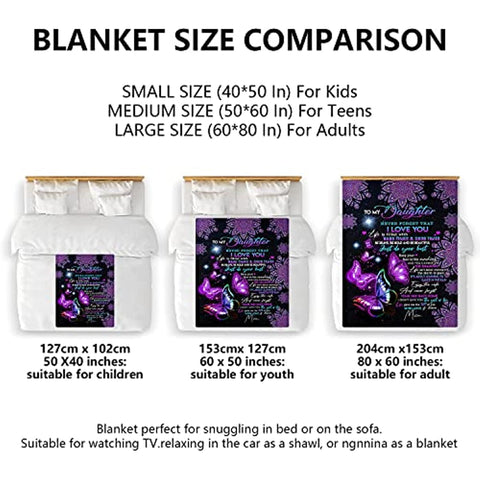 Daughter Blanket from Mom,Mothers Day Daughter Gifts,Fleece Purple Butterfly Sublimation Throw for Daughter&Girl's Birthday/Holiday Present,60x50 inches