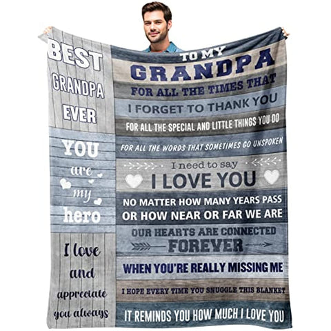 Grandpa Gifts Blanket 50"x60" - Gifts for Grandpa - Grandpa Birthday Gifts - Best Grandpa Gift Idea, Great Grandfather Gifts - Grandparents Day Gift Throw Blanket - Best Gifts for Grandparents
