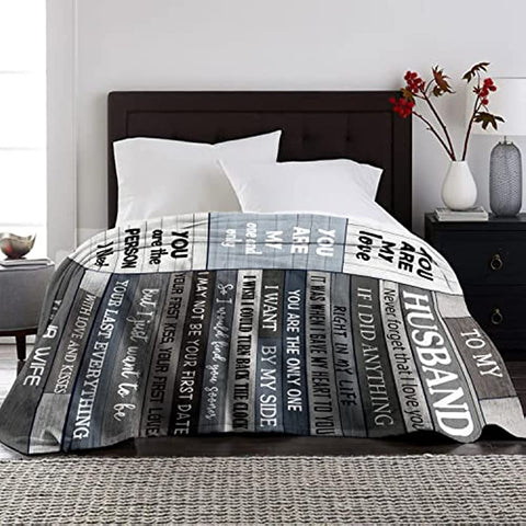 Gift for Him/Husband/Men,Husband Birthday Gift, Fathers Day Anniversary Valentines Gifts for Husband, Husband Gifts from Wife, Romantic Presents I Love You Gifts Blanket 60''x50''