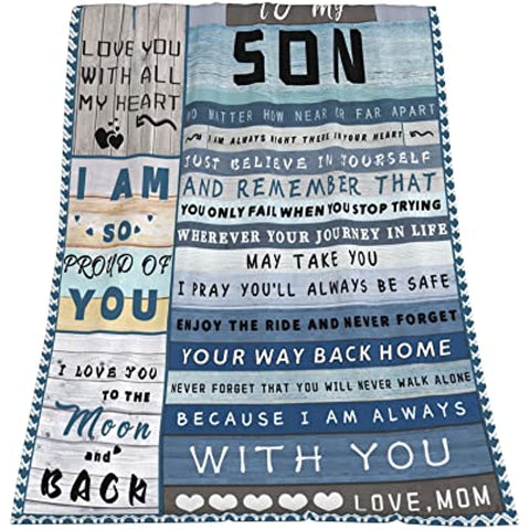 Son Blanket, Gifts for Son to My Son Blanket from Mom, Birthday Gifts for Son from Mom, Son Gifts from Mom, Graduation Gifts for Son, Soft Fleece Throw Blanket Talking Love to Him 50x60 inch