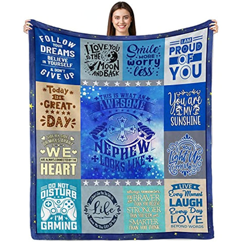 Nephew Gifts from Auntie, to My Nephew Blanket, Gifts for Nephew from Uncle/Aunt, Nephew Blanket from Aunt, Nephew Gift Ideas for Birthday Graduation Gifts for Nephew Throw Blanket 60"x50"