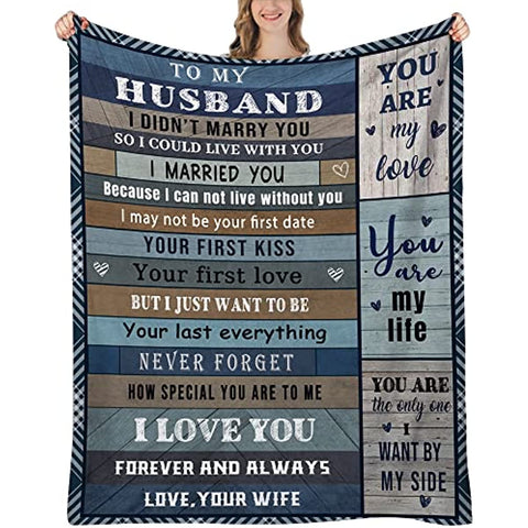 Gift for Husband Blanket, Anniversary Love Gifts for Husband from Wife, Fathers Day Birthday Gift for My Husband, for Him, Fathers Day Presents for Husband 50x60inch