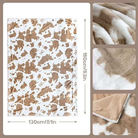 Cartoon Cow Print Blanket, Soft Flannel Blanket Fleece Cute Cow Throw Blanket Lightweight Sofa Bed Travel Blankets for Baby Kids Adults Girls Boys Teens Gift