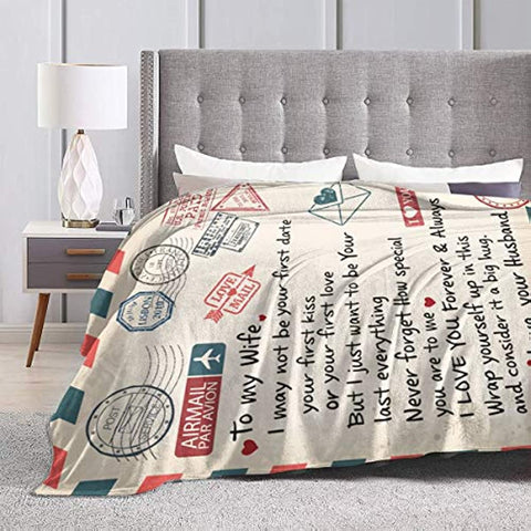 Fleece Blanket Love Letter to My Wife from Husband Ultra-Soft Micro Light Weight Warm Bed Throw Blanket (to My Wife, 60"x50")