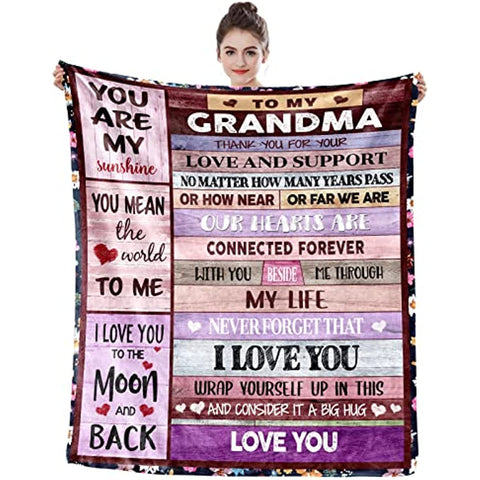 Gifts for Grandma Blanket Mother's Day Birthday from Grandchildren Great Nana Retirement Gift Super Soft Light Weight Couch Bed Christmas Throw Blanket 60'' x 50''