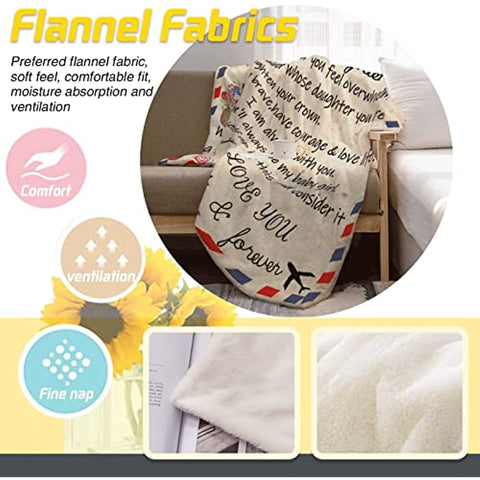 To My Daughter Gifts Blanket Envelope Blanket Flannel Blanket I Love You Personalized Gifts for Birthday for Daughter from Dad，from Dad Mom Gift Birthdays Bed Sofa Travel Warm Love 60"x50"