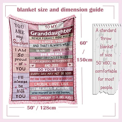 Granddaughter Gifts from Grandma Grandpa, Gifts for Granddaughter, Granddaughter Gift Ideas, to My Granddaughter Christmas Graduation Birthday Valentine’s Day Gift Throw Blanket 60" x 50"