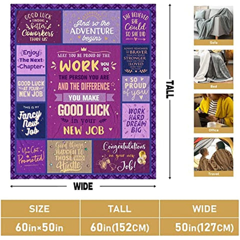 New Job Gift for Women, Congratulation Mothers Day Promotion Gifts for Women, Gift for Coworker Leaving for New Job, Job Promotion Gifts Throw Blanket 60 x 50 Inch
