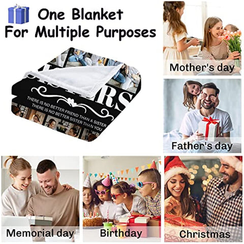 Personalized Blanket for Sister - Sister Birthday Gifts for Sister, Sister Gifts from Sister Brother, Sister Birthday Gifts from Sister, Best Sister Gifts for Women, Custom Blanket